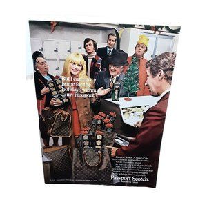 1970 Passport Scotch Home For The Holidays Christmas Vintage Print Ad 70s